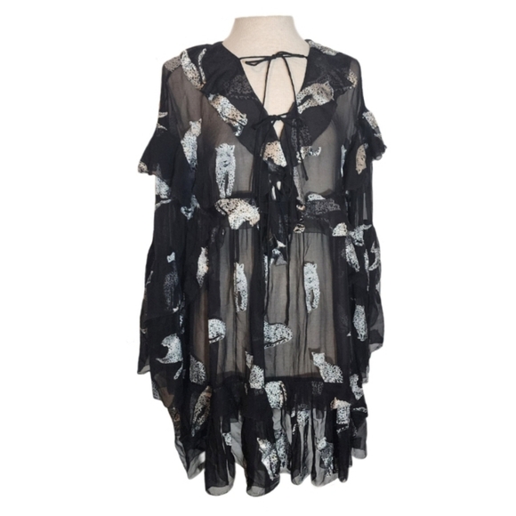 The Kooples Tops - THE KOOPLES PARIS Leopard Semi Sheer Tunic Black Size XL